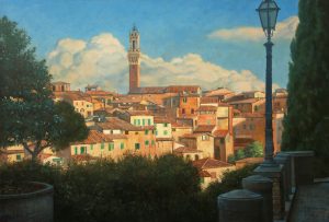 Bradley Stevens - Approach to Siena, 30x44, Oil on Linen