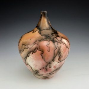 Saggar and Horsehair Fired Vase, 8h x 6w, Tag #12